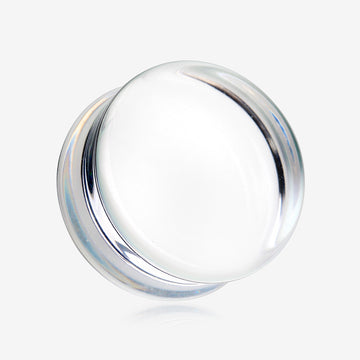 A Pair of Clear Flat Glass Double Flared Plug
